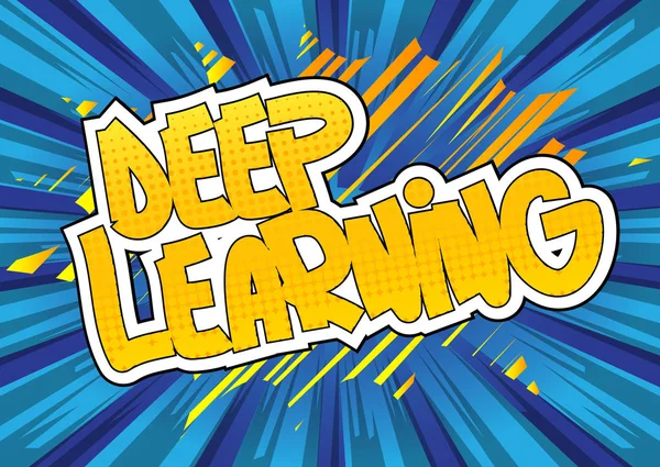 Deep Learning Comicwort Auf Abstraktem Hintergrund — Stockvektor