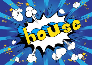 House - arka plan üzerinde çizgi roman kelime.