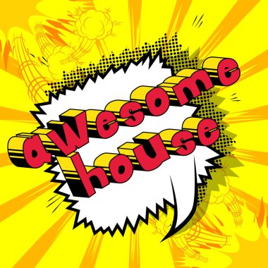 Korku evi - arka plan üzerinde çizgi roman kelime.