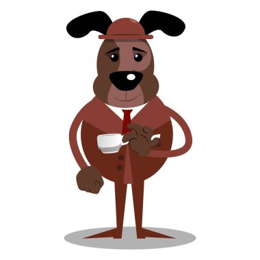 Kahve içme resimli iş köpek çizgi film.