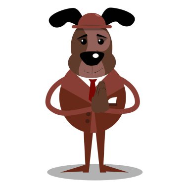 Çizgi film Resimli iş köpek eller dua ile.