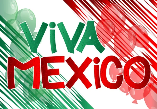 Vektör resimli banner, Viva Meksika metin ve balonlar ile çizgi roman tebrik kartı.