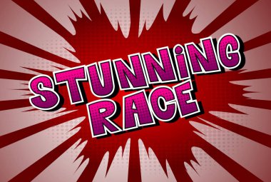 Çarpıcı yarışı - çizgi roman tarzı kelime arka plan üzerinde.