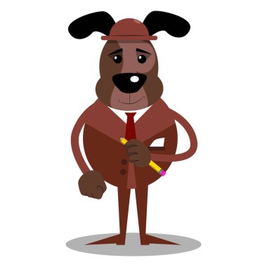 Kalem tutan resimli iş köpek çizgi film.