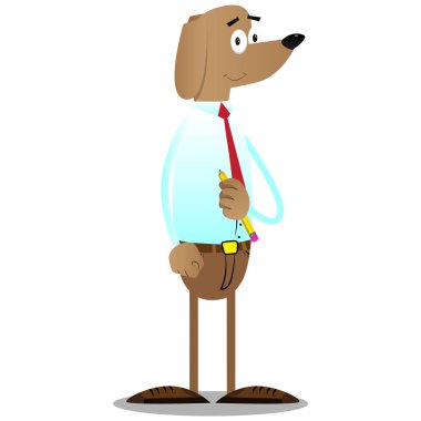 Kalem tutan resimli iş köpek çizgi film.