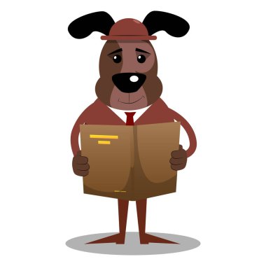 Bir kitap okuma resimli iş köpek çizgi film.