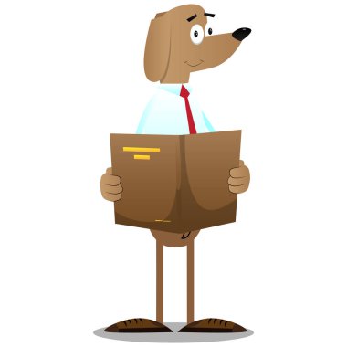 Bir kitap okuma resimli iş köpek çizgi film.