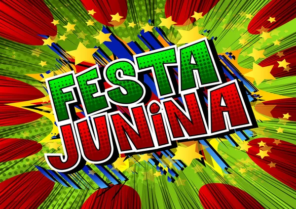 Festa Junina Képregény Stílusú Vektoros Illusztráció Fél Poszter Brazília Fesztivál — Stock Vector