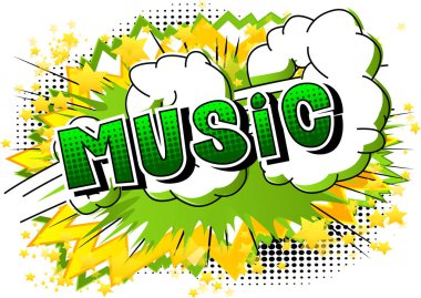 Müzik - arka plan üzerinde çizgi roman tarzı kelime.