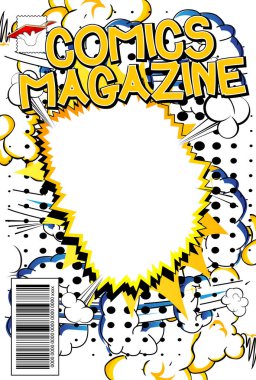 Soyut arkaplan ile düzenlenebilir çizgi roman kapağı.