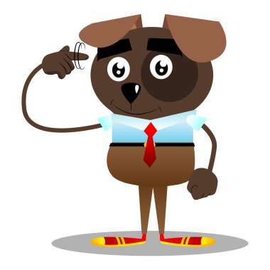 Parmağını onun Tapınağı büküm tarafından fındık jest resimli karikatür iş köpek göstermek bir sen misin.