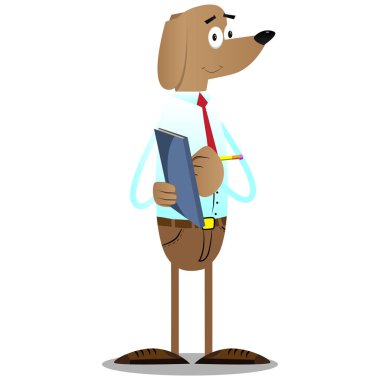 Resimli iş köpek yazılı bir kitap kapağı üzerindeki çizgi film.