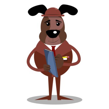 Resimli iş köpek yazılı bir kitap kapağı üzerindeki çizgi film.