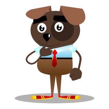 Resimli karikatür iş köpek düşünme ya da onun sol tarafına işaret.