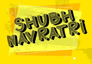 Mutlu Navratri. Kirli, pis arka plan ile Hindu festivali için vektör çizim.