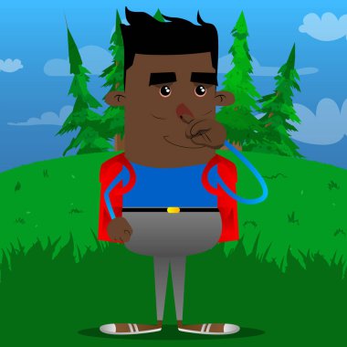 Sempati ile okul çocuğu. Vektör çizgi film karakteri çizim.