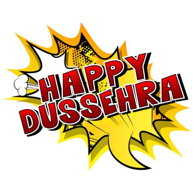 Mutlu Dussehra. Vektör çizim retro tarzı çizgi roman arka plan ile Hindu festivali için.