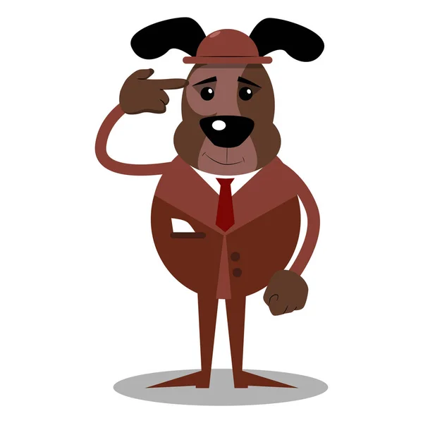 Zeichentrick Illustrierter Businesshund Setzt Sich Eine Imaginäre Waffe Den Kopf — Stockvektor