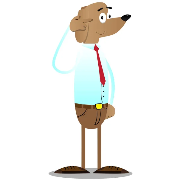Cartoon Illustrated Business Dog Putting Imaginary Gun His Head — Stock Vector