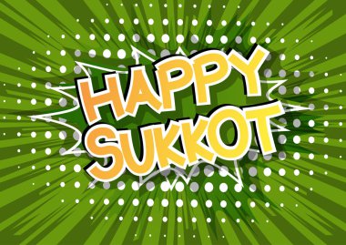 Mutlu Sukkot - Yahudi tatil için arka plan üzerinde çizgi roman tarzı kelime.