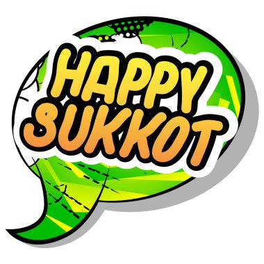 Mutlu Sukkot - Yahudi tatil için arka plan üzerinde çizgi roman tarzı kelime.