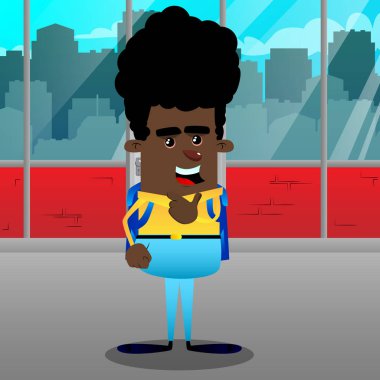 Okul çocuğu düşünüyorum. Vektör çizgi film karakteri çizim.