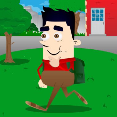 Okul çocuğu düşünüyorum. Vektör çizgi film karakteri çizim.