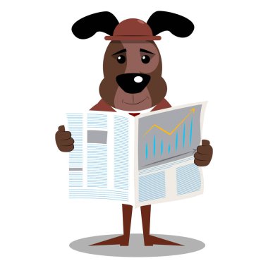 Karikatür vektör gazetede iş köpek resimli.