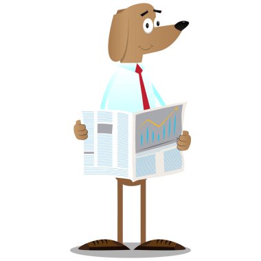 Karikatür vektör gazetede iş köpek resimli.