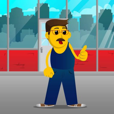 Sarı adam işareti Yaşasın yapma. Vektör karikatür çizim.