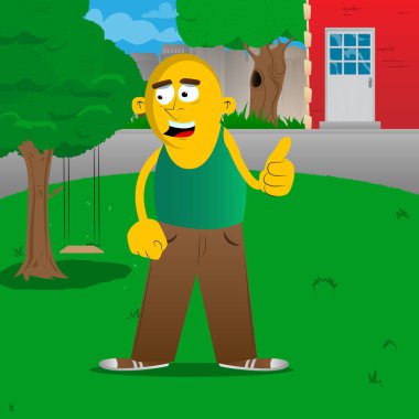 Sarı adam işareti Yaşasın yapma. Vektör karikatür çizim.