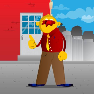 Sarı adam işareti Yaşasın yapma. Vektör karikatür çizim.