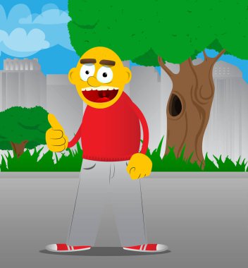 Sarı adam işareti Yaşasın yapma. Vektör karikatür çizim.