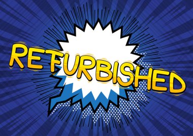 Yenilenmiş - arka plan üzerinde çizgi roman tarzı kelime.