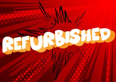 Yenilenmiş - arka plan üzerinde çizgi roman tarzı kelime.