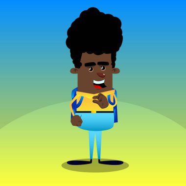 Öğrenci el ile küçük bir miktar el hareketi. Vektör çizgi film karakteri çizim.