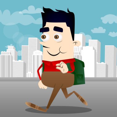 Öğrenci el ile küçük bir miktar el hareketi. Vektör çizgi film karakteri çizim.