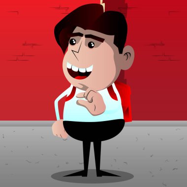 Öğrenci el ile küçük bir miktar el hareketi. Vektör çizgi film karakteri çizim.