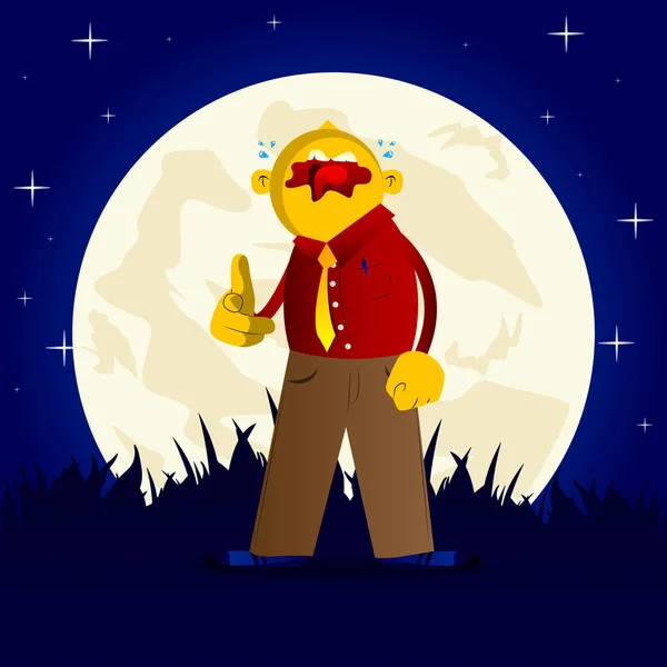 Hombre Amarillo Señalando Espectador Con Mano Dibujos Animados Vectoriales Ilustración — Vector de stock