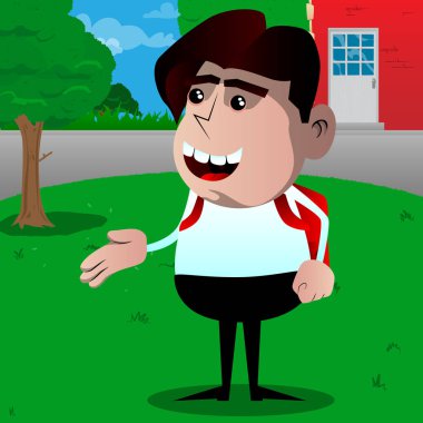 Öğrenci yardım eder. Vektör çizgi film karakteri çizim.