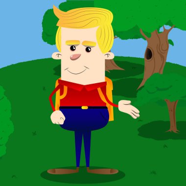 Öğrenci yardım eder. Vektör çizgi film karakteri çizim.