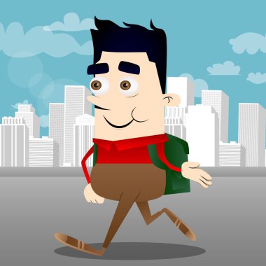 Öğrenci yardım eder. Vektör çizgi film karakteri çizim.