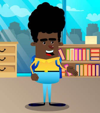 Öğrenci yardım eder. Vektör çizgi film karakteri çizim.