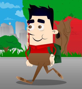 Öğrenci yardım eder. Vektör çizgi film karakteri çizim.