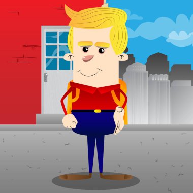 Öğrenci yardım eder. Vektör çizgi film karakteri çizim.