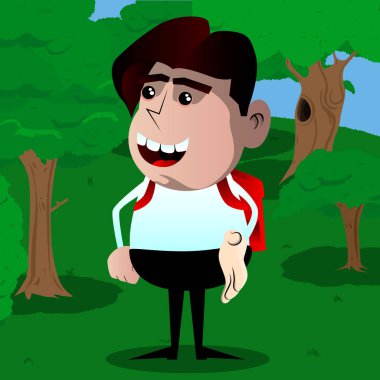 Öğrenci yardım eder. Vektör çizgi film karakteri çizim.