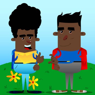 Okul çocuğu yapma arkadaşım bölge sembolü. Vektör çizgi film karakteri çizim.