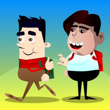 Okul çocuğu yapma arkadaşım bölge sembolü. Vektör çizgi film karakteri çizim.