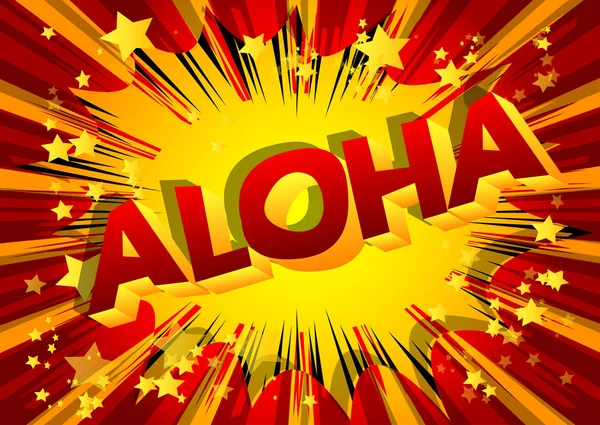 Aloha Hello Hawaii Векторная Иллюстрированная Фраза Стиле Комиксов — стоковый вектор