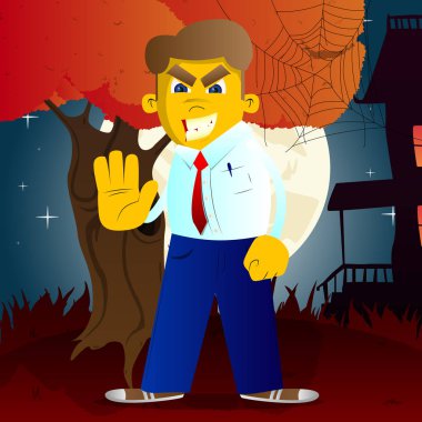 Gösterilen sarı adam inkar ya da el hareketi reddetme. Vektör karikatür çizim.